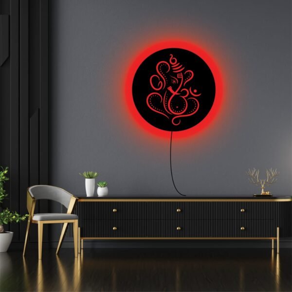Lord Ganesh Ji LED Wall Light – Spiritual Home Décor with Blue Glow - Image 4