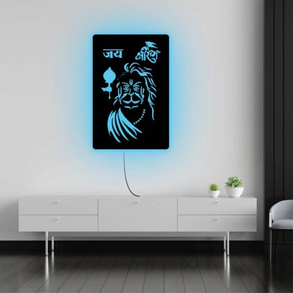Jai Shree Narasimha LED Wall Light – Divine Spiritual Wall Décor with Blue Glow