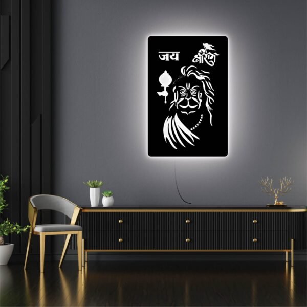 Jai Shree Narasimha LED Wall Light – Divine Spiritual Wall Décor with Blue Glow - Image 2