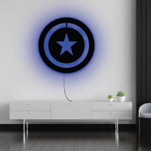 Captain America Shield LED Wall Light – Stylish Superhero Wall Décor with Blue Glow
