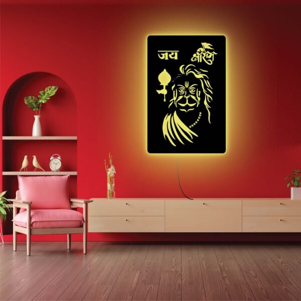Jai Shree Narasimha LED Wall Light – Divine Spiritual Wall Décor with Blue Glow - Image 4