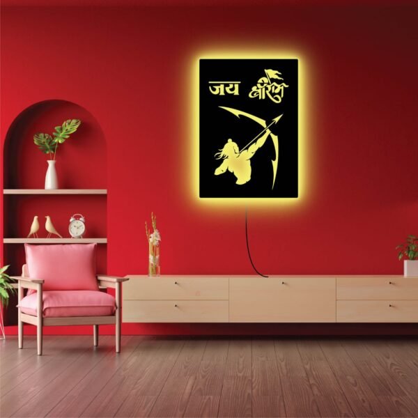 Jai Shree Ram LED Wall Light – Lord Ram Backlit Wall Art - Image 4