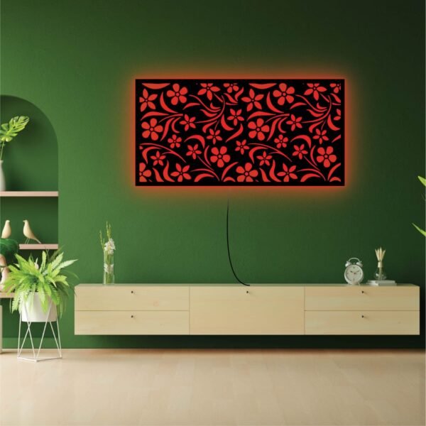 Floral Pattern LED Wall Panel – Decorative Backlit Wall Art | 18x10 inch - Image 3