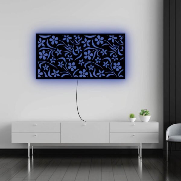 Floral Pattern LED Wall Panel – Decorative Backlit Wall Art | 18x10 inch