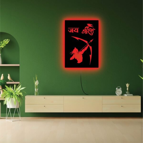 Jai Shree Ram LED Wall Light – Lord Ram Backlit Wall Art - Image 3