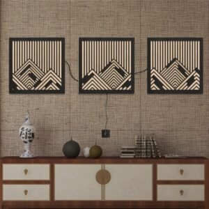 Geometric Mountain LED Wall Art – 3-Piece Backlit Panel Set