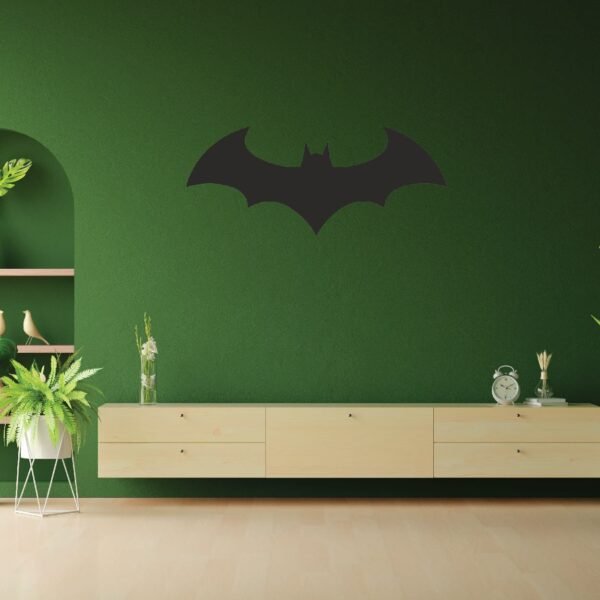 Batman Logo Wooden Wall Art – Minimalist Superhero Decor - Image 2