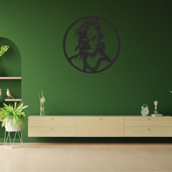 Lord Hanuman Wooden Wall Art – Spiritual Wall Decor for Modern Homes | 18 inch - Image 2