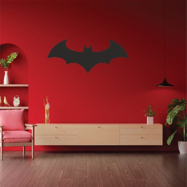 Batman Logo Wooden Wall Art – Minimalist Superhero Decor - Image 3