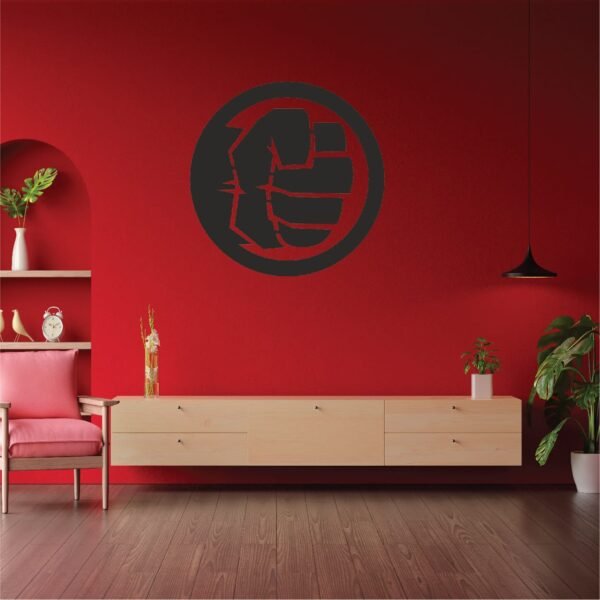 Power Fist Symbol Wooden Wall Art – Modern Strength & Motivation Decor | 18 inch - Image 2