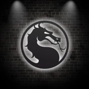 Wooden Darogn LED Backlit Logo – MDF Wall Art Sign for Home & Gaming Room Décor