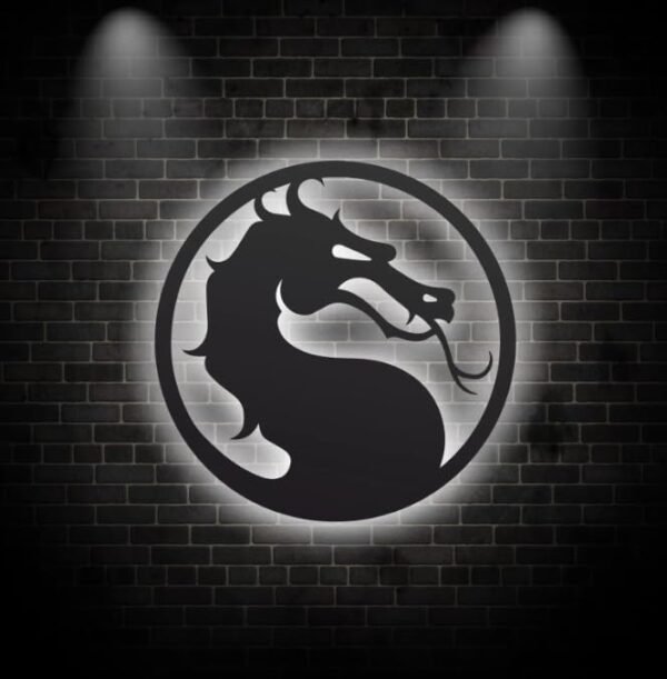 Wooden Darogn LED Backlit Logo – MDF Wall Art Sign for Home & Gaming Room Décor