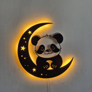 Panda on Moon Backlit LED Wall Hanging Art – 18 Inch
