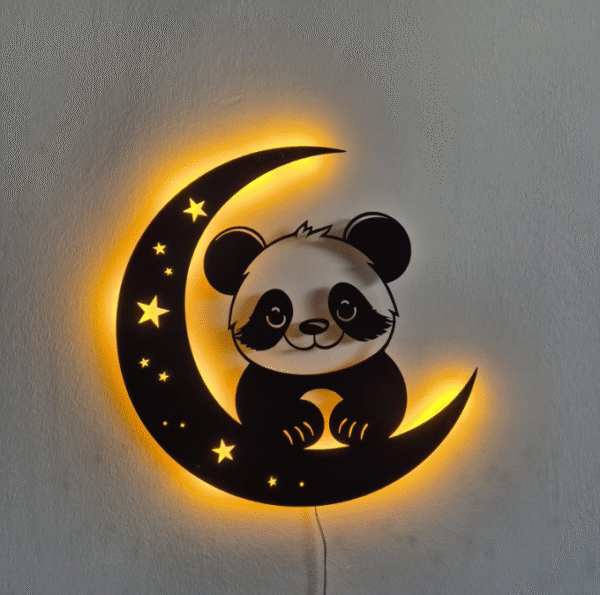 Panda on Moon Backlit LED Wall Hanging Art – 18 Inch