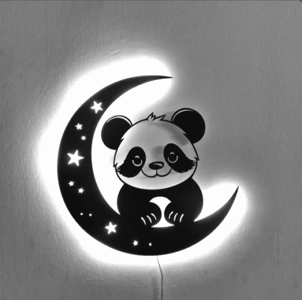 Panda on Moon Backlit LED Wall Hanging Art – 18 Inch - Image 4