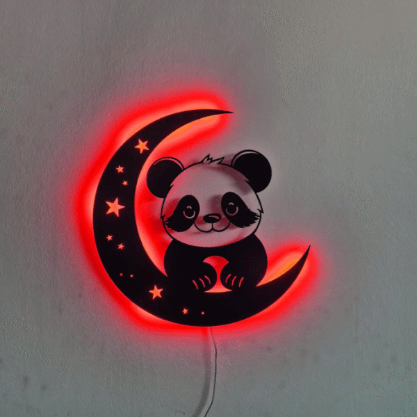 Panda on Moon Backlit LED Wall Hanging Art – 18 Inch - Image 3