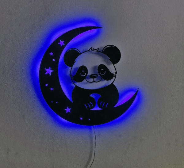 Panda on Moon Backlit LED Wall Hanging Art – 18 Inch - Image 2