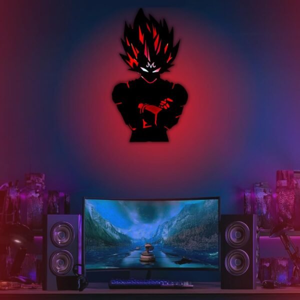 Majin Vegeta LED Wall Light – Red Aura Anime Lamp with Intense Silhouette Design 18x18 inch - Image 3