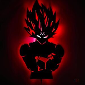 Majin Vegeta LED Wall Light – Red Aura Anime Lamp with Intense Silhouette Design 18x18 inch