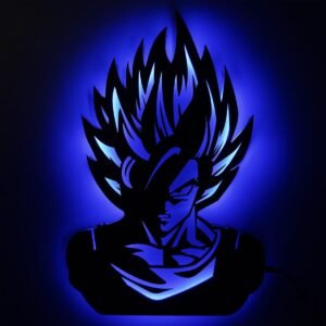 Super Saiyan Goku LED Wall Light – Blue Backlit Silhouette Lamp for Anime Fans - 18 inch