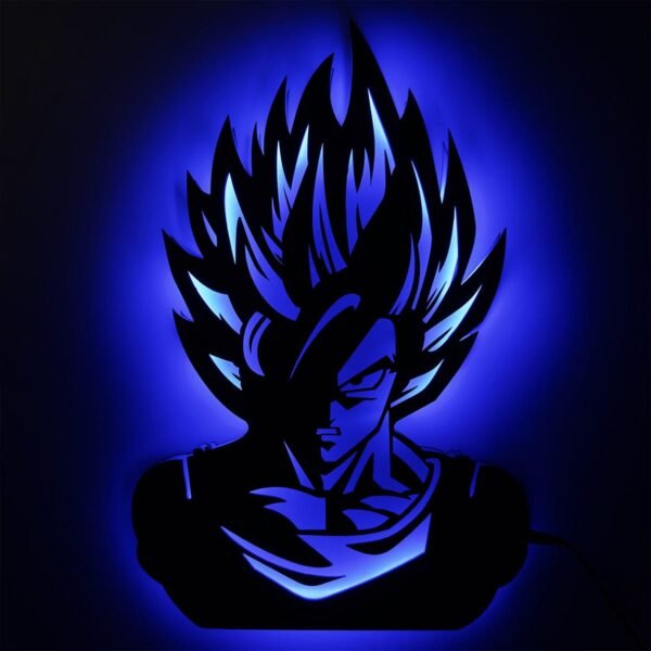 Super Saiyan Goku LED Wall Light – Blue Backlit Silhouette Lamp for Anime Fans - 18 inch