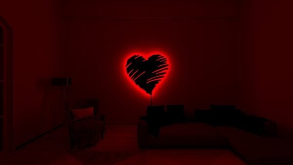 Romantic Heart-Shaped LED Wall Light – Neon Style Decorative Lamp for Bedroom, Living Room & Gifts - Image 2