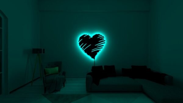 Romantic Heart-Shaped LED Wall Light – Neon Style Decorative Lamp for Bedroom, Living Room & Gifts - Image 3