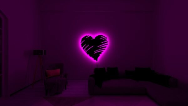 Romantic Heart-Shaped LED Wall Light – Neon Style Decorative Lamp for Bedroom, Living Room & Gifts - Image 6