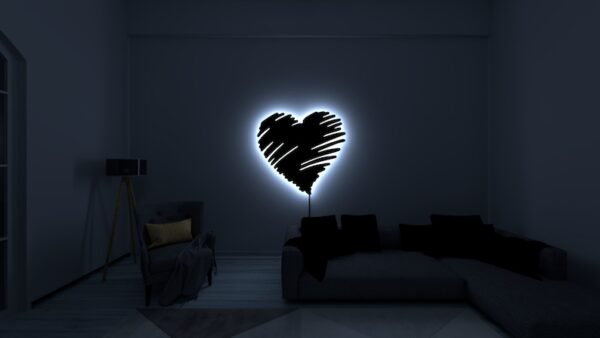 Romantic Heart-Shaped LED Wall Light – Neon Style Decorative Lamp for Bedroom, Living Room & Gifts - Image 4