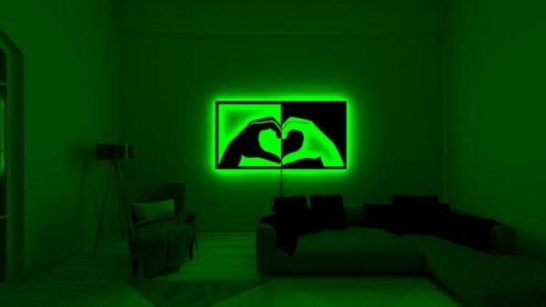 Modern LED Wall Art – Heart Hands Shadow Design with Backlight - 18 inch - Image 6