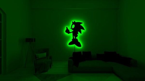 LED Wall Art – Sonic-Inspired Silhouette with Backlight - 18 inch - Image 7