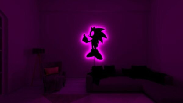 LED Wall Art – Sonic-Inspired Silhouette with Backlight - 18 inch - Image 5