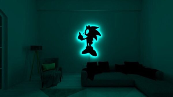 LED Wall Art – Sonic-Inspired Silhouette with Backlight - 18 inch - Image 6
