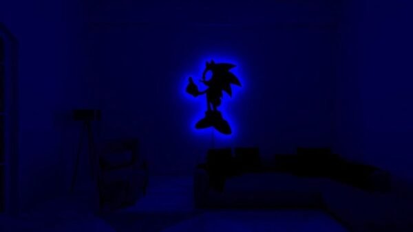 LED Wall Art – Sonic-Inspired Silhouette with Backlight - 18 inch - Image 2