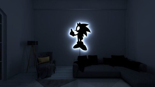 LED Wall Art – Sonic-Inspired Silhouette with Backlight - 18 inch - Image 3