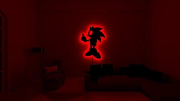 LED Wall Art – Sonic-Inspired Silhouette with Backlight - 18 inch - Image 4