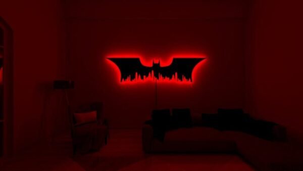 LED Wall Art – Bat Symbol Skyline Silhouette with Backlight - 18 inch - Image 5