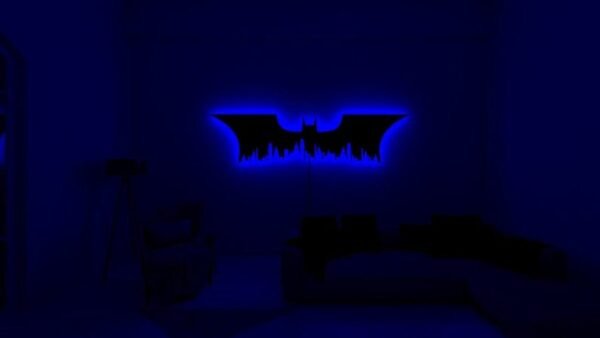LED Wall Art – Bat Symbol Skyline Silhouette with Backlight - 18 inch - Image 7