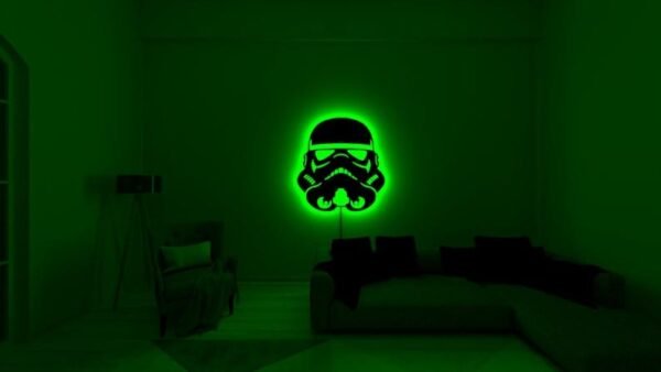 LED Wall Art – Stormtrooper Helmet Silhouette with Neon Backlight - Image 5