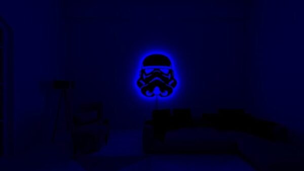 LED Wall Art – Stormtrooper Helmet Silhouette with Neon Backlight - Image 4