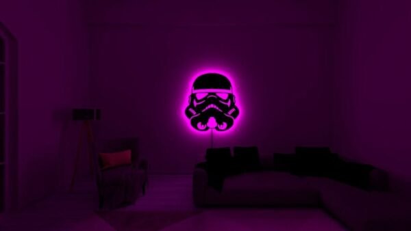 LED Wall Art – Stormtrooper Helmet Silhouette with Neon Backlight - Image 7