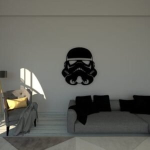 LED Wall Art – Stormtrooper Helmet Silhouette with Neon Backlight