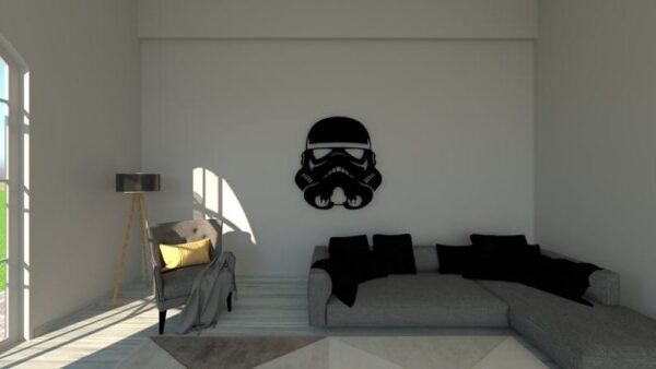 LED Wall Art – Stormtrooper Helmet Silhouette with Neon Backlight