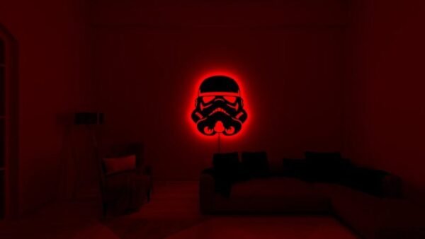 LED Wall Art – Stormtrooper Helmet Silhouette with Neon Backlight - Image 3