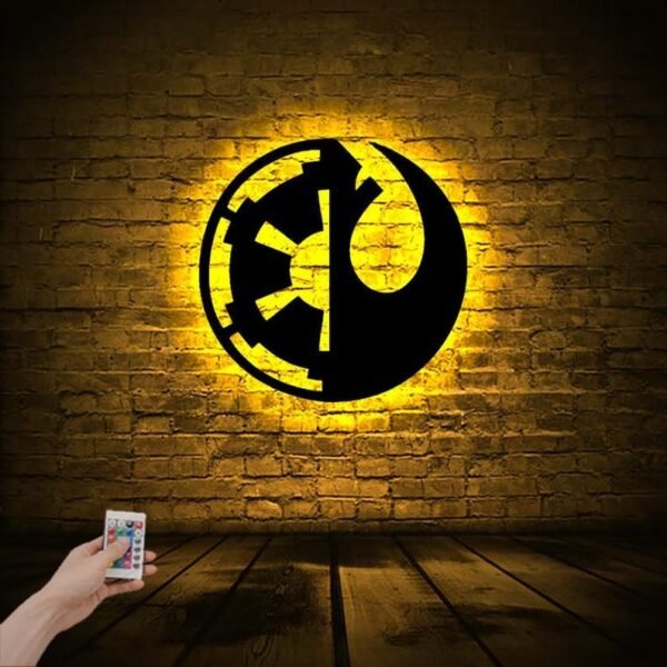LED Wall Art – Galactic Alliance Symbol with Remote-Control Backlight - 18 inch