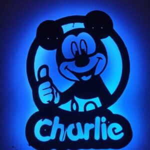 Mickey Mouse LED Wall Art – Cartoon Silhouette with Glowing Backlight 18 Inches Big Size