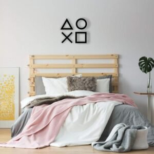 Modern Wooden PlayStation Wall Art – Gaming Room Decor | Triangle, Circle, X, Square Symbols | 12 inch