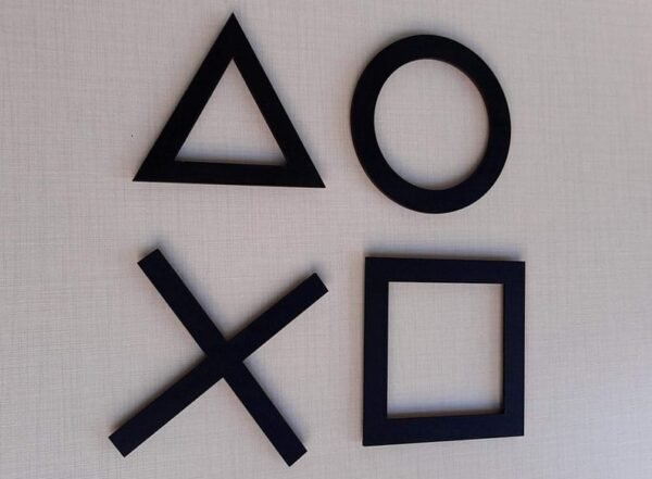 Modern Wooden PlayStation Wall Art – Gaming Room Decor | Triangle, Circle, X, Square Symbols | 12 inch - Image 3
