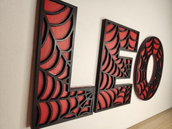 Spider-Man Inspired "LEO" Wall Art Letters – Red & Black Web Design Decorative Name Letters for Kids’ Room | 18 inch - Image 4