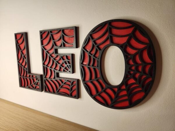Spider-Man Inspired "LEO" Wall Art Letters – Red & Black Web Design Decorative Name Letters for Kids’ Room | 18 inch - Image 3